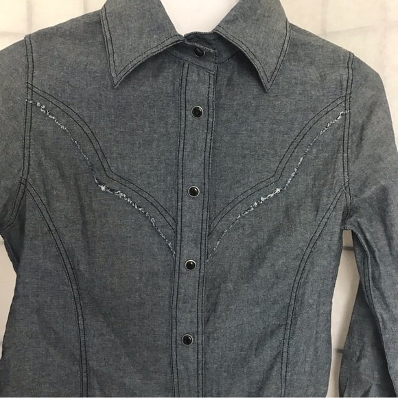 WILLIAM RAST Gray Snap Button Shirt, Size XS - Picture 2 of 14
